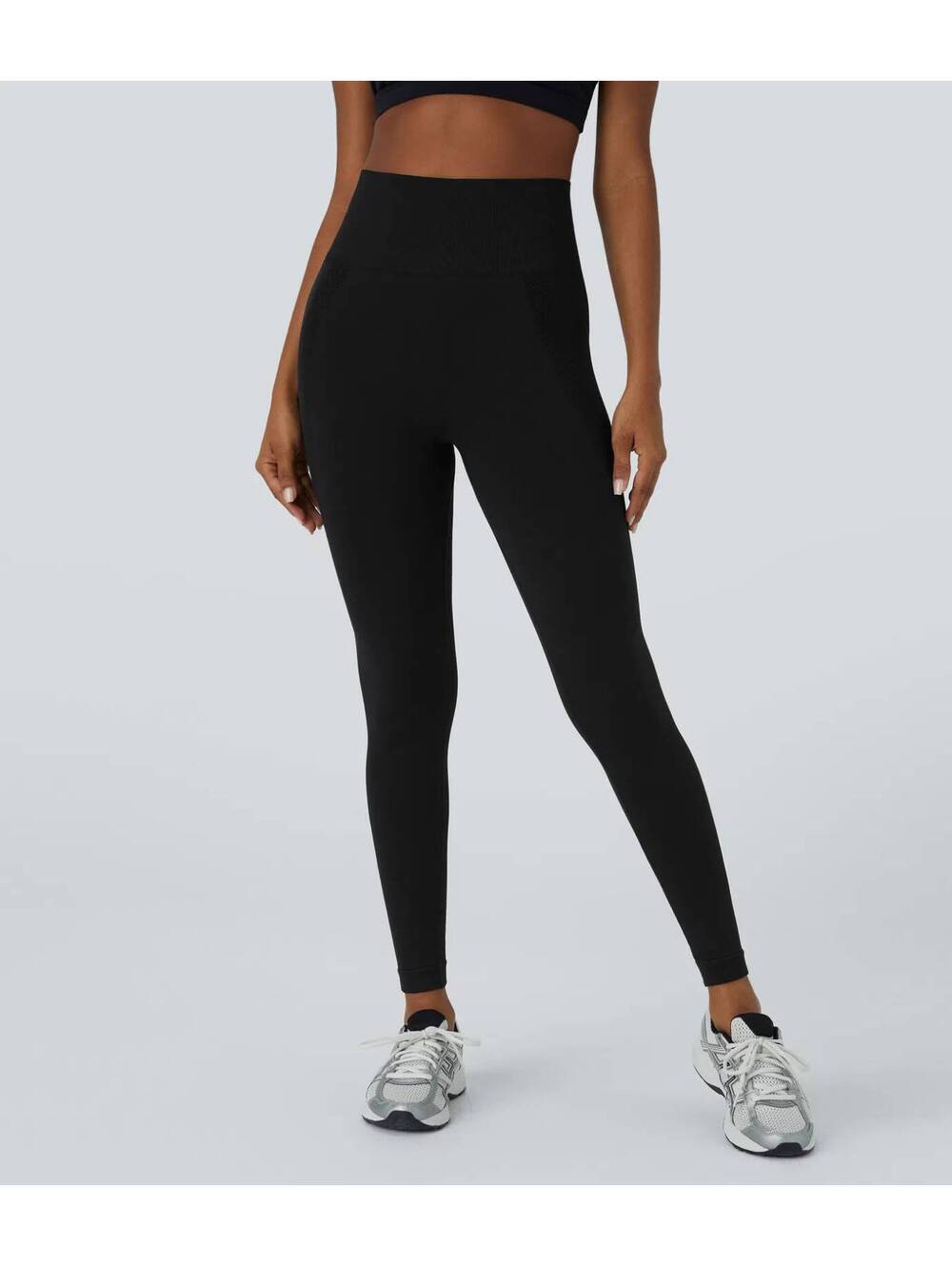 Halara Seamless Flow High Waisted Ruched Leggings Black Size Large - Picture 2 of 9